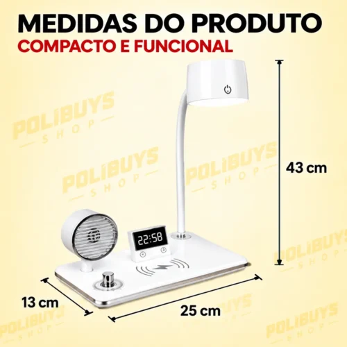 Luminária de Mesa 4 em 1 Multifunção- Branco