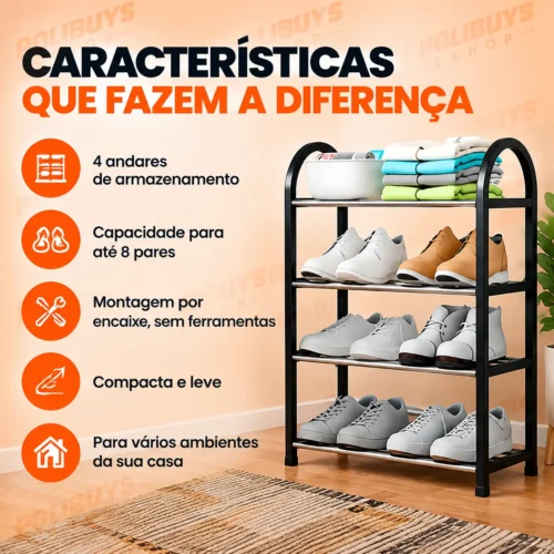 060_f4_w Sapateira Organizadora 4 Andares